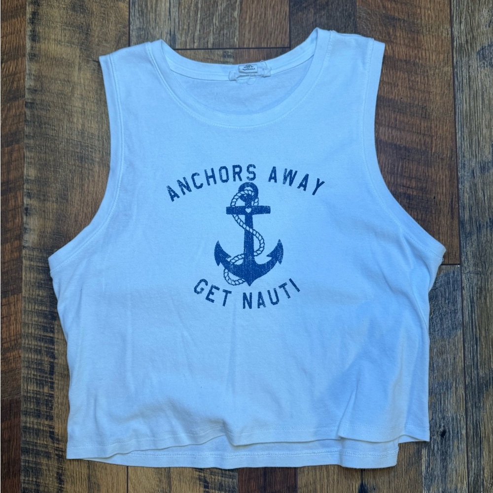 White Anchor Graphic Muscle Tee